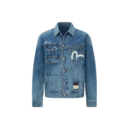 EVISU Denim Jackets Men Denim Blue