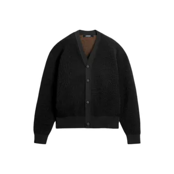 Jacquemus SS25 High neck Cardigan Knitwear Men's BLACK/Black