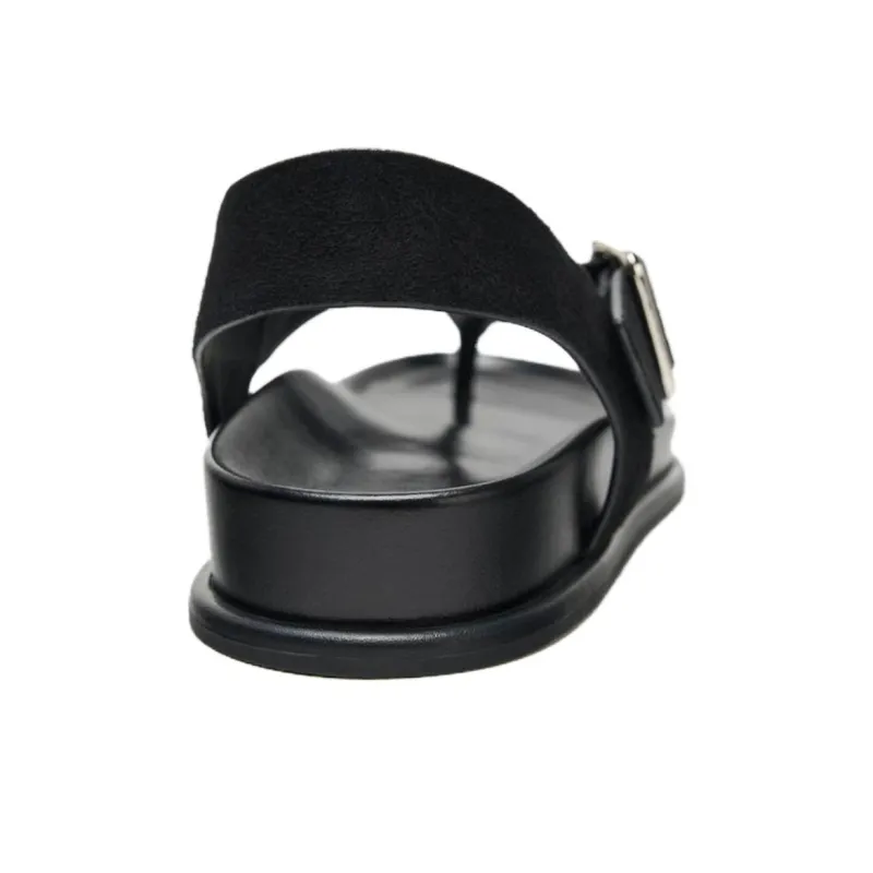 ZARA One Strap Sandals 3cm Women's Black-3