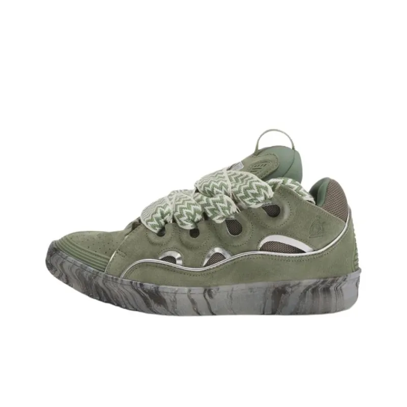 Lanvin Curb Low Top Skateboard Shoes Men's Green-0