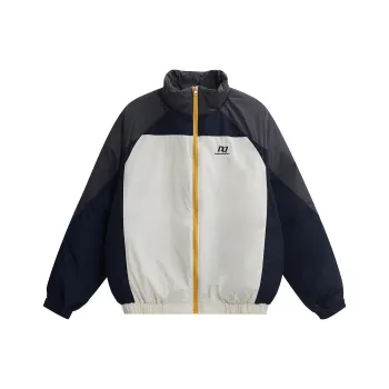 NANDCHN Puffer Jacket Unisex White & Navy Blue