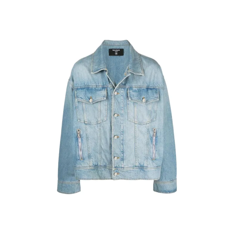 BALMAIN SS22 Denim Jacket Men's Blue-0
