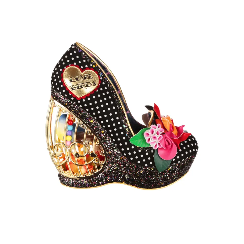 IRREGULAR CHOICE Canary Cabaret Wedge Heel High Heels 14cm Women's Black-1