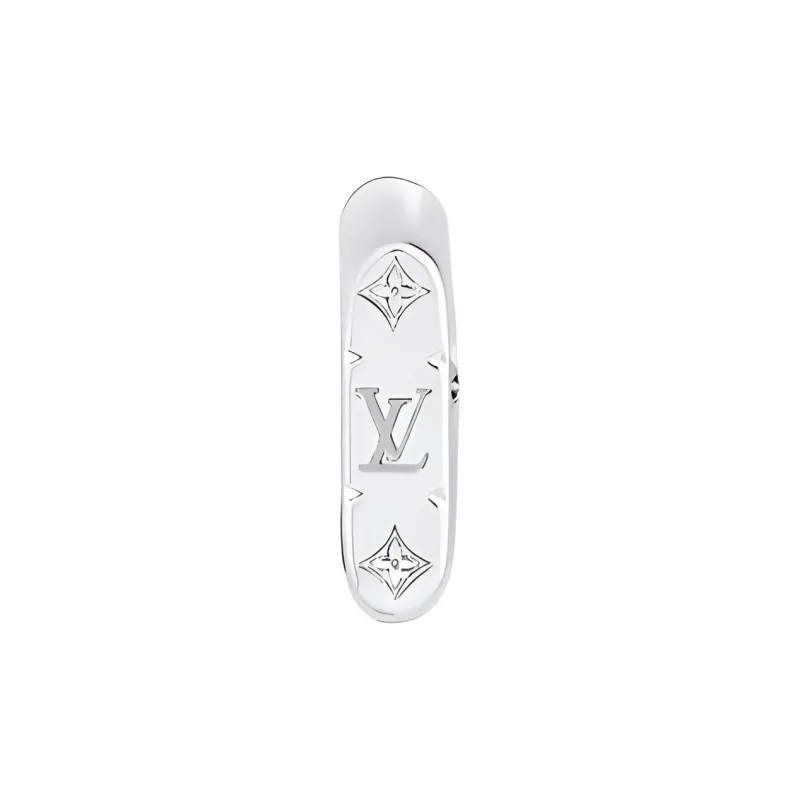 LOUIS VUITTON Brass Clip On Earrings Men's Silver-3