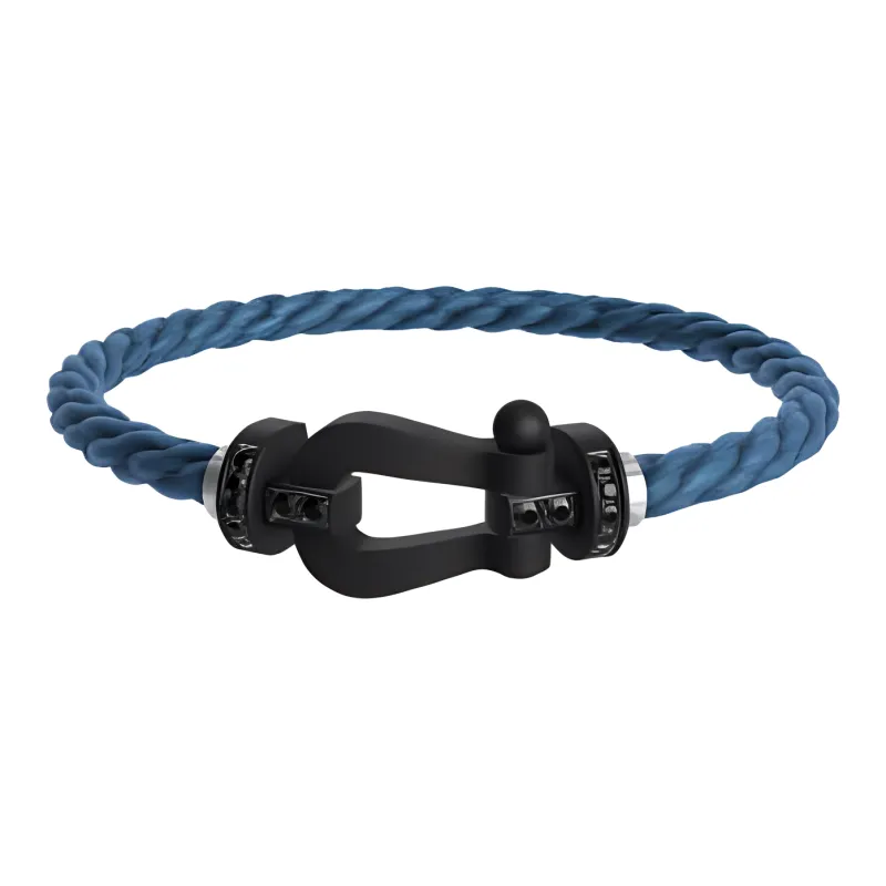 FRED Diamond Gold Stainless Steel Titanium Bracelets Men's Blue-1