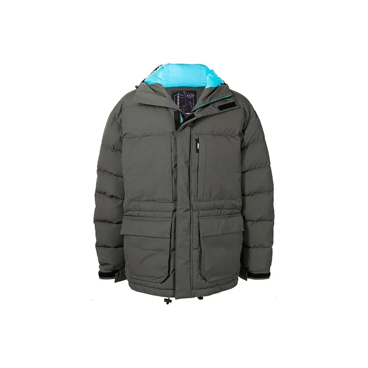 MSGM FW21 Solid Color Hooded Puffer Jacket Men's Gray-0