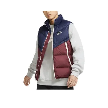 Nike Down Jackets Men Navy Blue & Red Multicolor