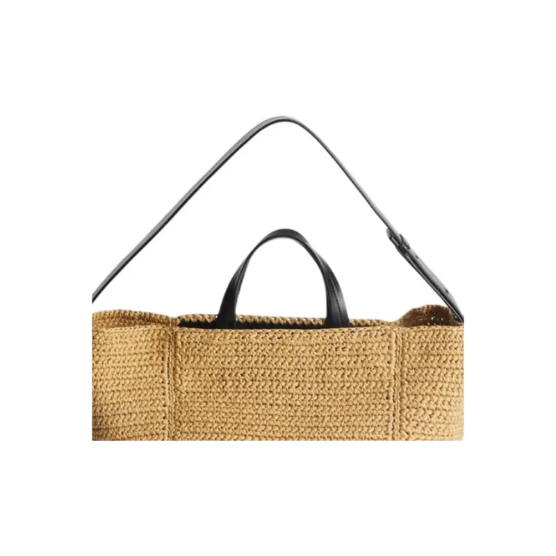 JIL SANDER Raffia Tote Bag, Shopping Bag, Shoulder Bag, Handbag Medium Size Women's Brown-4