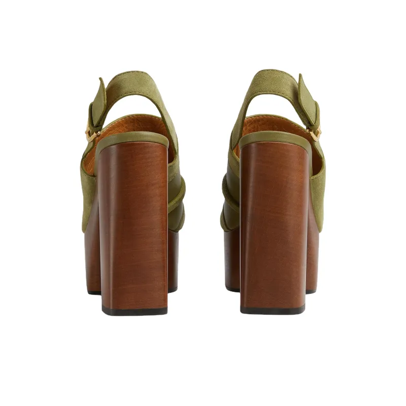 GUCCI Horsebit One Strap Sandals 13cm Women's Light Green-4