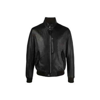 TOM FORD High Neck Leather Jacket