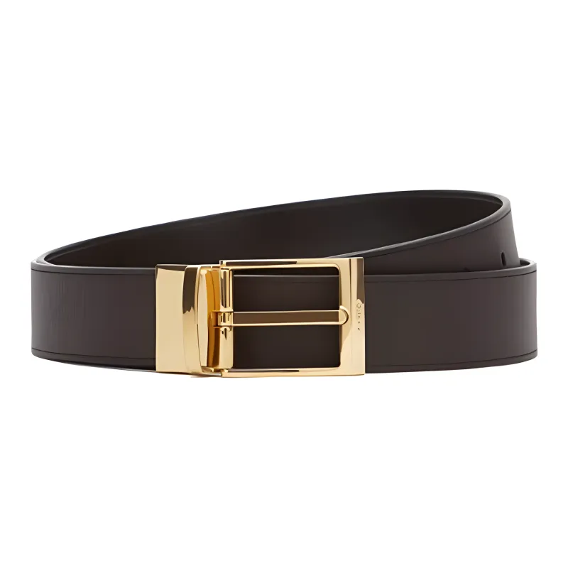 BALLY Two Tone Patchwork Pin Buckle Leather Belts Men's Brown Width  3.5cm-1