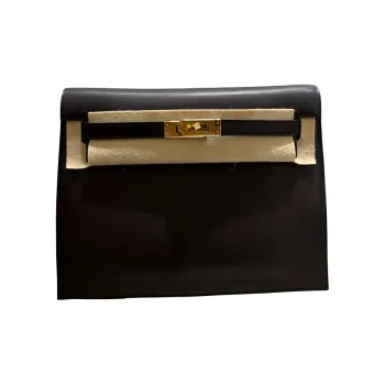 HERMES Kelly Danse Swift Leather Clutch Women's 89 Noir Black