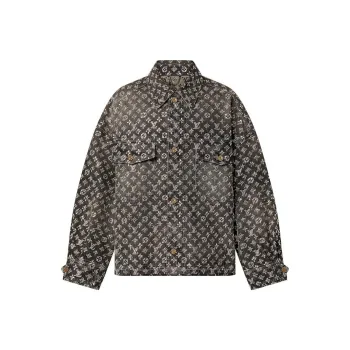 LOUIS VUITTON Made To Order Embroidered Monogram Denim Overshirt