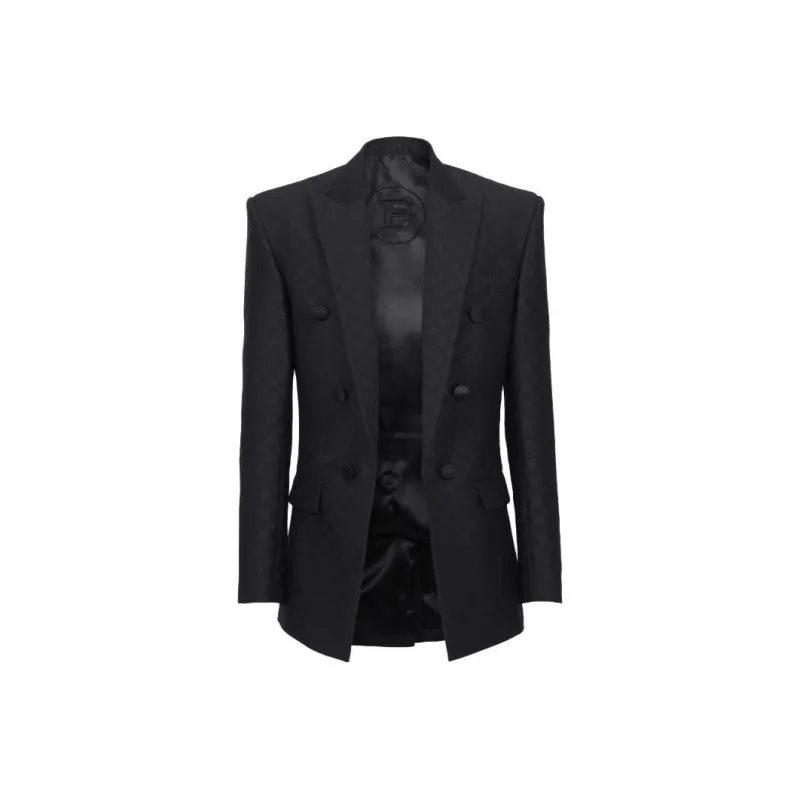 BALMAIN Mini Monogram print Satin Blazer-0
