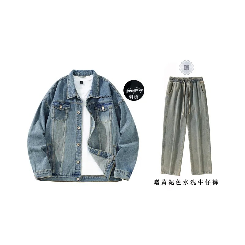 BOTH PLAY Denim Jacket Comes With Short Sleeved T Shirt Unisex-23
