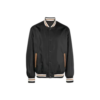 VERSACE Stripe Detailed Buttoned Bomber Jacket