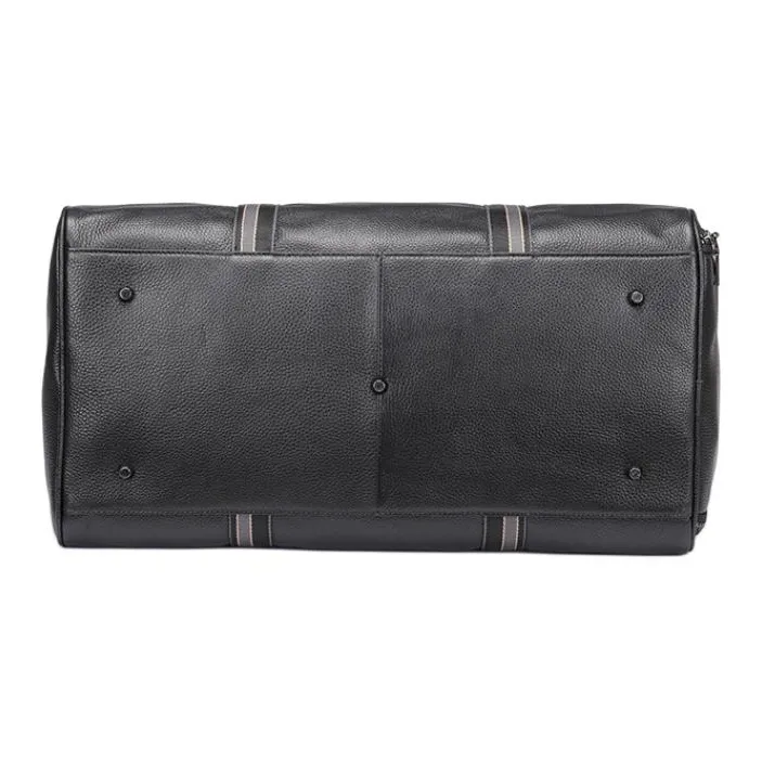 VIHUS Top Grain Cow Leather Travel Gym Bag Large Size Men's Black-3