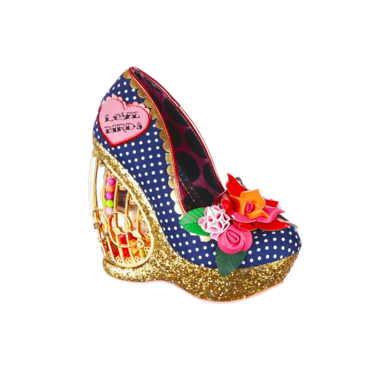IRREGULAR CHOICE Canary Cabaret Wedge Heel High Heels 14cm Women's Blue-2