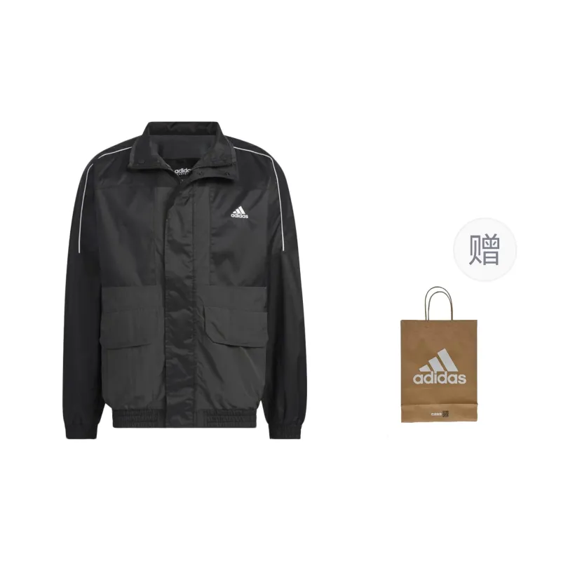 Adidas Jackets Men Black+Shopping Bag-0