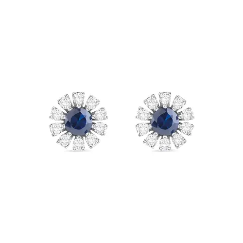 Damiani 18K White Gold Stud Earrings Women's Blue