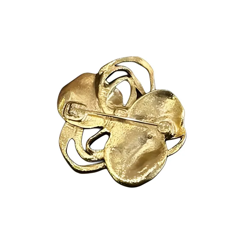 CHANEL Rhinestone Brooches Women's Gold-1