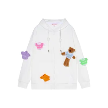 NOISY TEDDY Hooded Zip Closure Sweatshirt Unisex