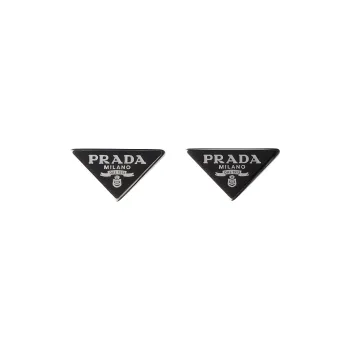 PRADA 925 Sterling Silver Earrings Men's Black