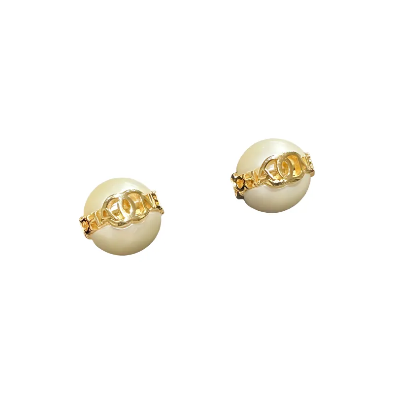CHANEL Metal Stud Earrings Women's Gold-2