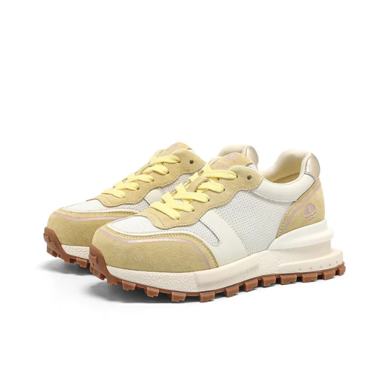 NAVIGARE Small Sailboat Height Increasing Low Top Casual Shoes Women's Light Yellow White-2