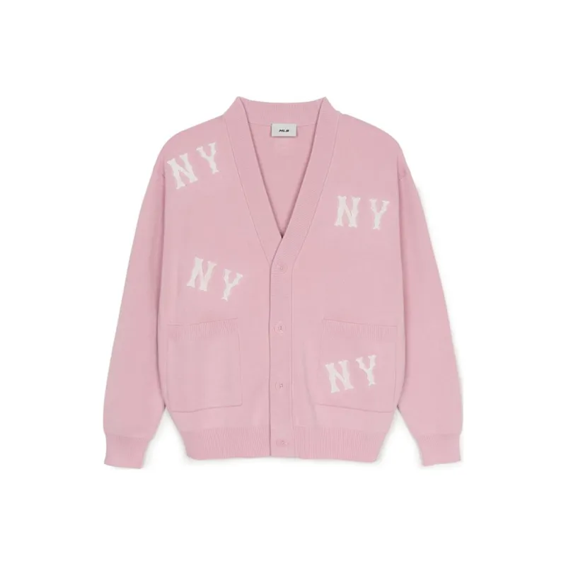 MLB New York Yankees Old Flower Knitwear Unisex Hemp Pink-0