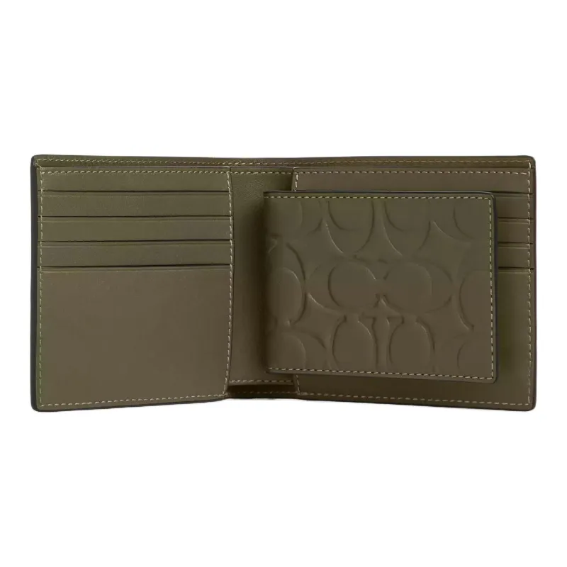 COACH 3 IN 1 Wallet Leather Wallet Mini Men's Olive Green-1
