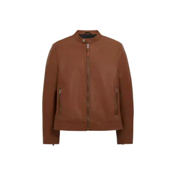 COACH Leather Racer Jackets & Coats Men's Brown