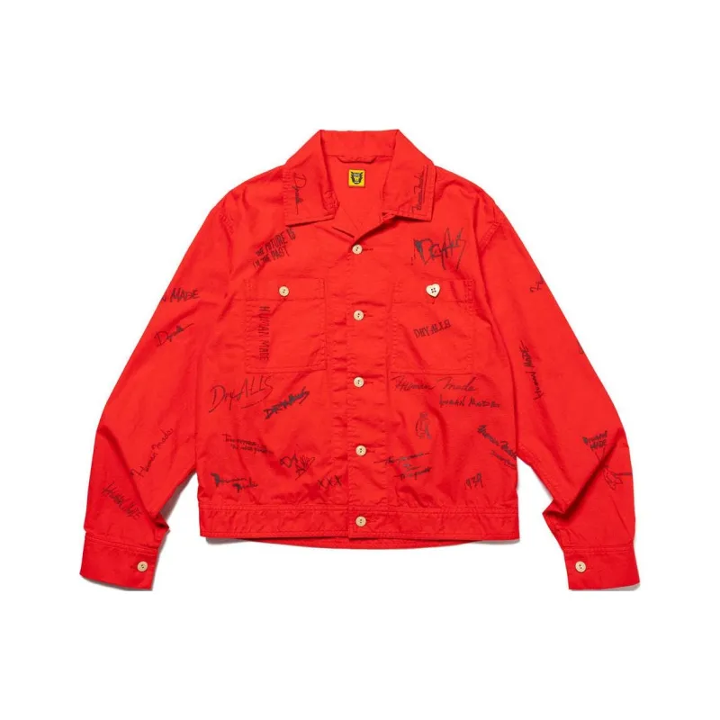 HUMAN MADE Text-print Cotton Shirt Jacket-4