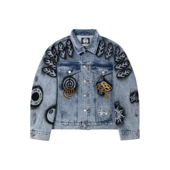 Stussy X Dries Van Noten Hand Stencilled Denim Jacket
