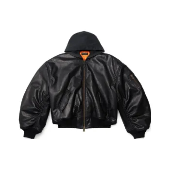 Balenciaga Hooded Leather Coat