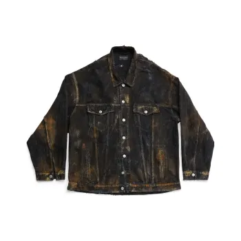 Balenciaga SS23 Denim Jacket Loose Fit Style Men's Black