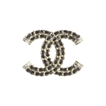 CHANEL Brooches Women's Gold, Black, And Crystal