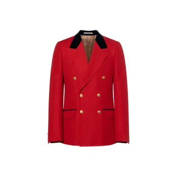GUCCI Long Sleeved Double Breasted Herringbone Jacket