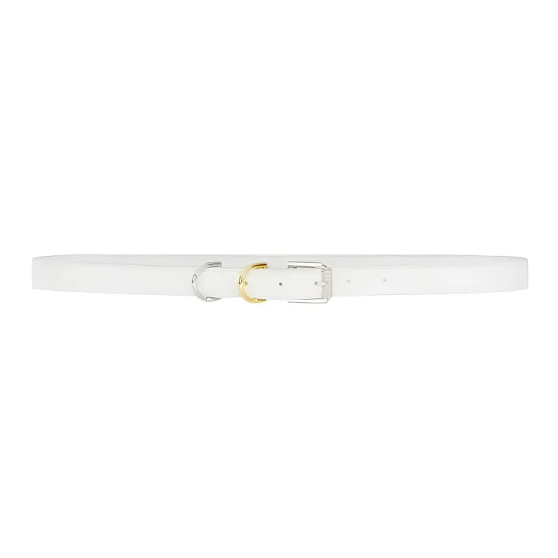 GIVENCHY Solid Color Design Pin Buckle Leather Belts Women's White 2cm-0