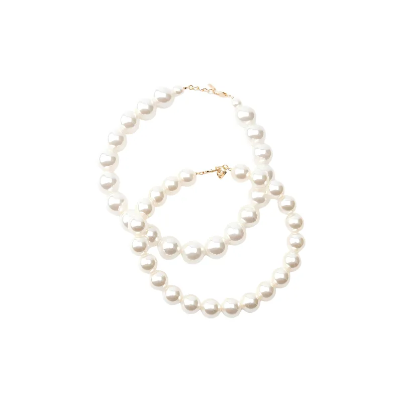 ZARA Artificial Pearl Acrylic Zinc Iron Polyester Brass Necklaces Women's White-1