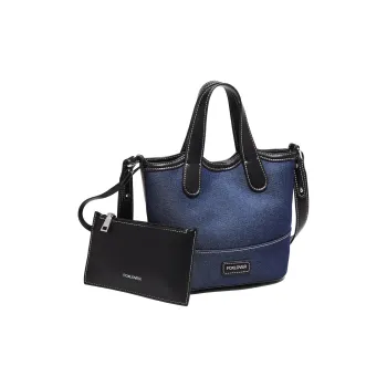 FOXER Fabric, Synthetic Leather Shoulder Bag, Crossbody Bag, Handbag, Combo Bag Large Size Women's Denim Blue