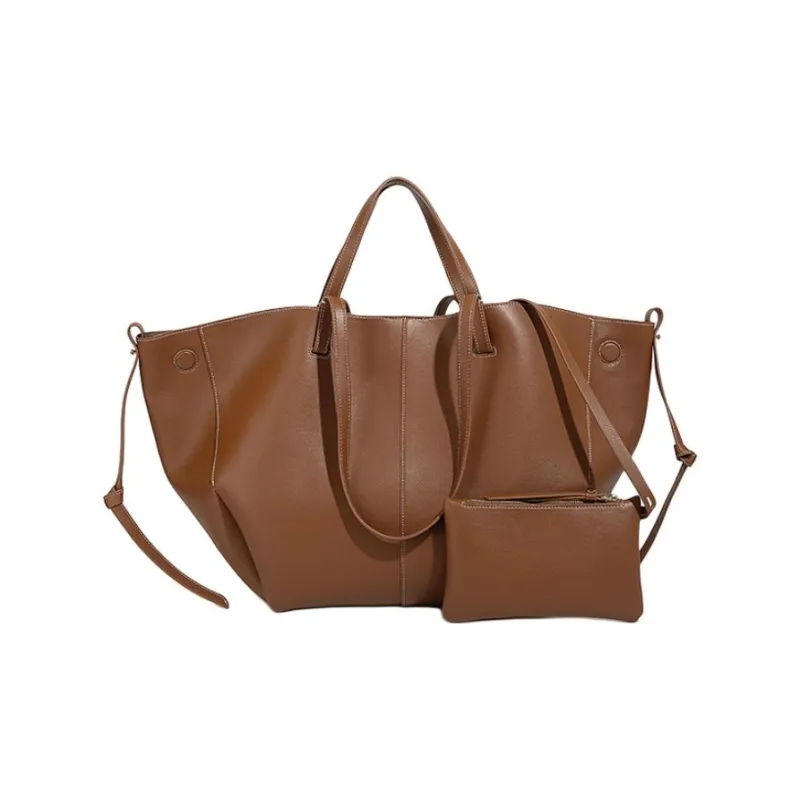 Vigno Synthetic Leather Shopping Bag, One Shoulder Handbag Women's Brown/Black/Elephant Gray-1