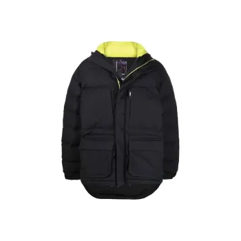 MSGM FW21 Solid Color Hooded Puffer Jacket Men's Navy Blue