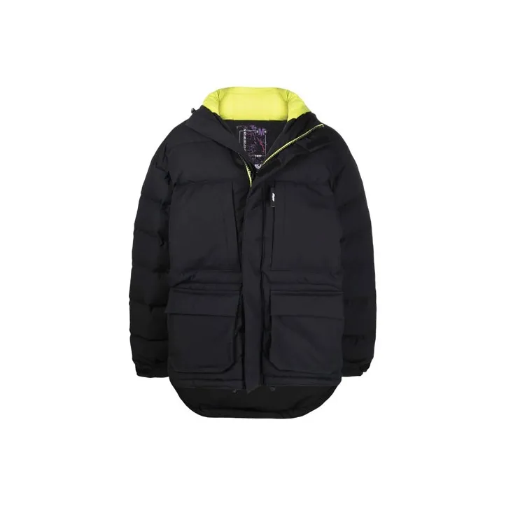 MSGM FW21 Solid Color Hooded Puffer Jacket Men's Navy Blue-0