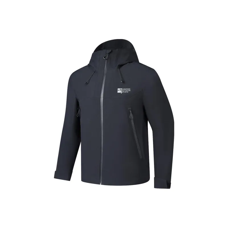 QIAODAN Mountain God Series Mountain Versatile Hiking Outdoor Hiking Hard Shell Windbreaker Jacket Unisex Black-0