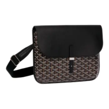 GOYARD Canvas With Calfskin Messenger Bag, Crossbody Bag, Shoulder Bag Unisex Black