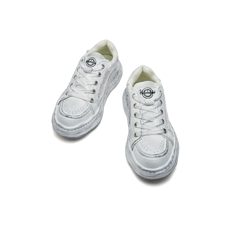 SOBB Height Increasing Low Top Skateboard Shoes Men's White Gray-2