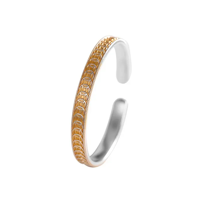 Old Qingyun Silver Building 999 Fine Silver Bangles Women's-0