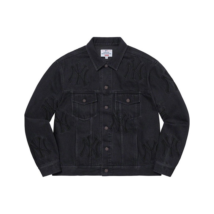 Supreme X New York Yankees Denim Trucker Jacket Blue M - POIZON