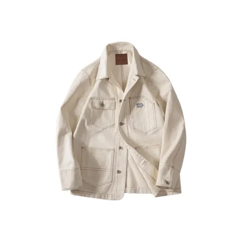 MADEN Jacket DENIM Men's Beige Yellow